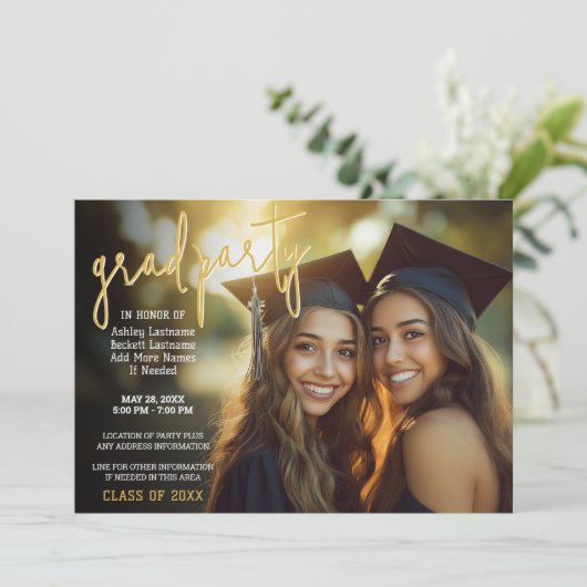 Invitation Célébration de la graduation de groupe - Photo con (Debout devant)