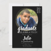 Invitation Célébration de la graduation moderne Black Gold (Devant)