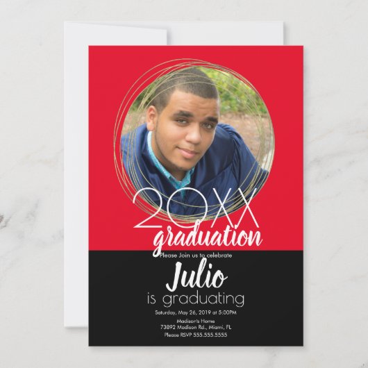 Invitation Célébration de la graduation moderne Deux tons Pho (Devant)