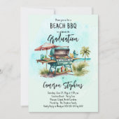 Invitation Célébration de la graduation Plage BBQ Grill (Devant)