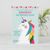 Invitation Célébration de la licorne magique pour les filles (Debout devant)