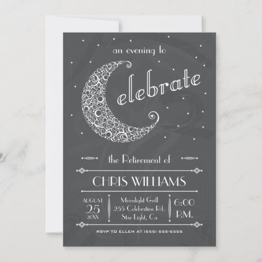 Invitation Célébration de la Lune Élégante - Tableau noir (Devant)