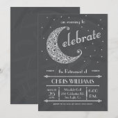 Invitation Célébration de la Lune Élégante - Tableau noir (Devant / Derrière)