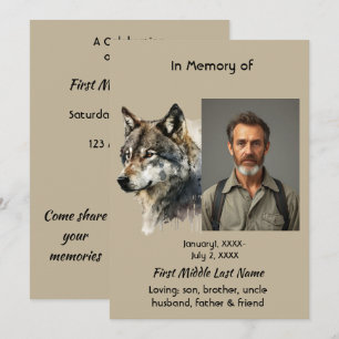 Invitation Célébration de la mémoire d'art de loup d'invitati