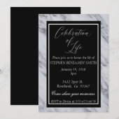 Invitation Célébration de la mémoire de la vie Marbre noir (Devant / Derrière)