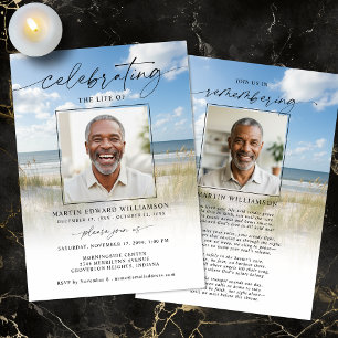 Invitation Célébration de la photo de plage de funérailles de