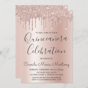 Invitation Célébration de la Quinceanera, Parties scintillant
