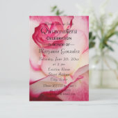 Invitation Célébration de la Quinceanera rose et blanche (Debout devant)