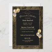 Invitation Célébration de la retraite Black Brown Gold Photo (Dos)