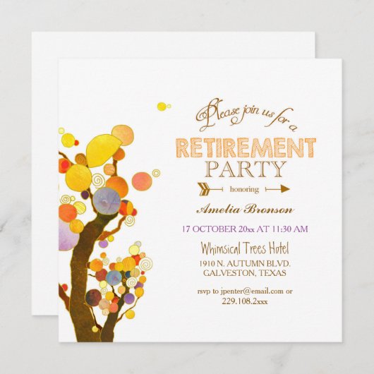 Invitation Célébration de la retraite chic Boho (Devant / Derrière)