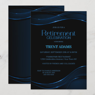 Invitation Célébration de la retraite en bleu noir moderne