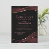 Invitation Célébration de la retraite rose noire moderne (Debout devant)