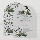 Invitation Célébration de la Saint-Patrick avec crânes gothiq (Devant / Derrière)