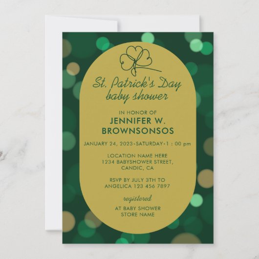 Invitation Célébration de la Saint-Patrick chanceuse Bokeh (Devant)
