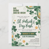 Invitation Célébration de la Saint-Patrick Shamrocks Vert Or  (Devant)