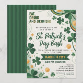 Invitation Célébration de la Saint-Patrick Shamrocks Vert Or  (Devant / Derrière)