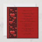Invitation Célébration de la Saint-Valentin aux cœurs rouges (Dos)
