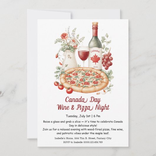 Invitation Célébration de la soirée vin et pizza | Fête du Ca (Devant)