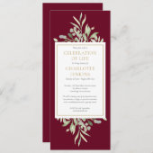 Invitation Célébration de la verdure de la vie Service funéra (Devant / Derrière)