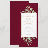 Invitation Célébration de la verdure Service funéraire de la (Devant / Derrière)