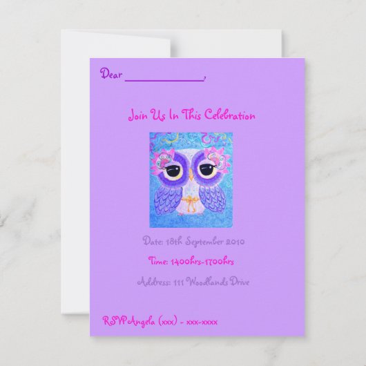 Invitation Célébration De La Vie (Dos)