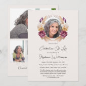 Invitation Célébration de la vie 5 Photo Automne Funérailles (Devant / Derrière)