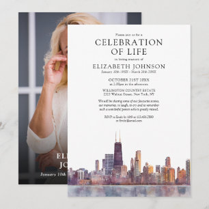 Invitation Célébration de la vie à Chicago Mémorial de funéra