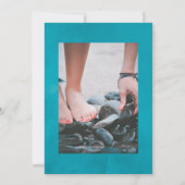 Invitation Célébration de la vie à la florale turquoise et or (Dos)