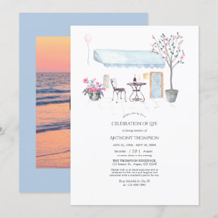 Invitation Célébration de la vie à l'aquarelle sur le thème d