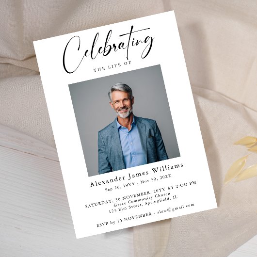 Invitation Célébration de la vie à l'occasion des funérailles