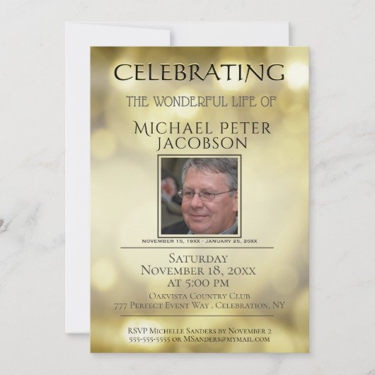 Invitation Célébration de la vie - Ajouter la photo (Devant)