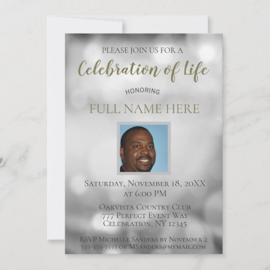 Invitation Célébration de la vie - Ajouter une photo (Devant)