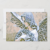 Invitation Célébration de la vie - Ange aux fleurs (Devant)