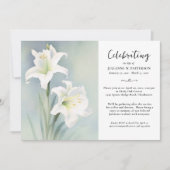 Invitation Célébration de la vie aquarelle fleur de lys funér (Devant)
