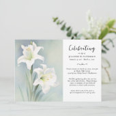 Invitation Célébration de la vie aquarelle fleur de lys funér (Debout devant)