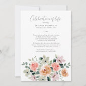 Invitation Célébration de la vie Aquarelle Florale Funéraille (Devant)