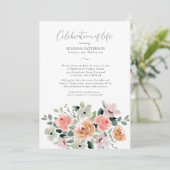 Invitation Célébration de la vie Aquarelle Florale Funéraille (Debout devant)