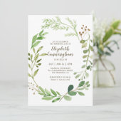 Invitation Célébration de la vie Aquarelle Le feuillage vert (Debout devant)