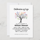 Invitation Célébration de la vie | Arbre couleur funéraire mo (Devant)