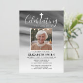 Invitation Célébration de la vie Ardoise Gris Ombre Photo Fun (Debout devant)