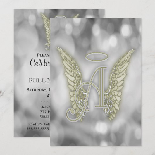 Invitation Célébration de la vie - Argent (Devant / Derrière)