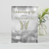 Invitation Célébration de la vie - Argent et Or (Debout devant)