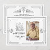 Invitation Célébration de la vie Art Déco Aigle Photo Masculi (Devant / Derrière)