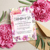 Invitation Célébration de la vie au Mémorial Floral rose