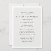 Invitation Célébration de la vie au monument funéraire d'Euca (Dos)