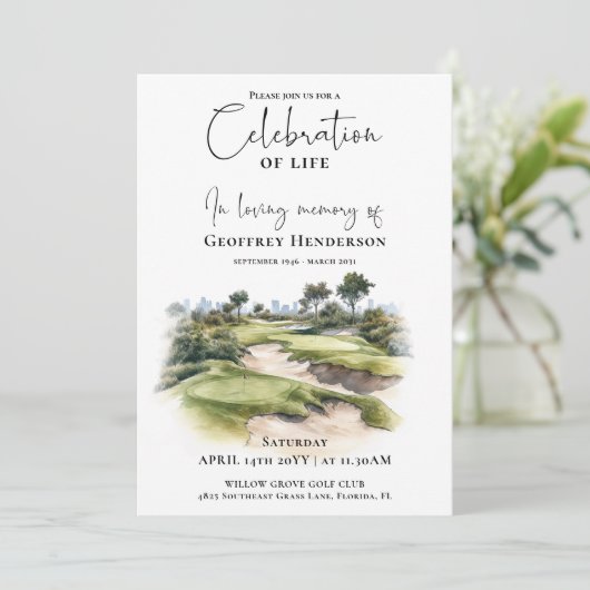 Invitation Célébration de la vie au parcours de golf (Debout devant)
