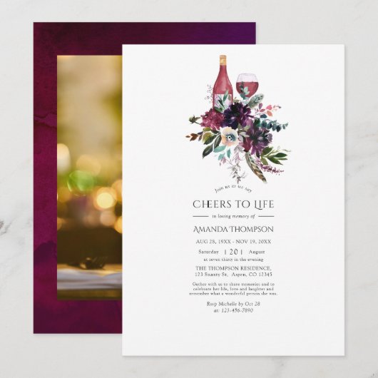 Invitation Célébration de la vie autour d'une dégustation de (Devant / Derrière)
