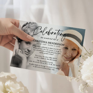 Invitation Célébration de la vie avant et après photo de scri