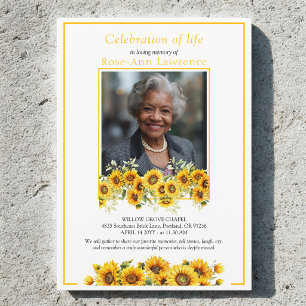 Invitation Célébration de la vie avec bordure de tournesols P
