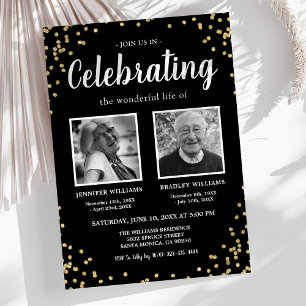 Invitation Célébration de la vie avec double photo Funéraille